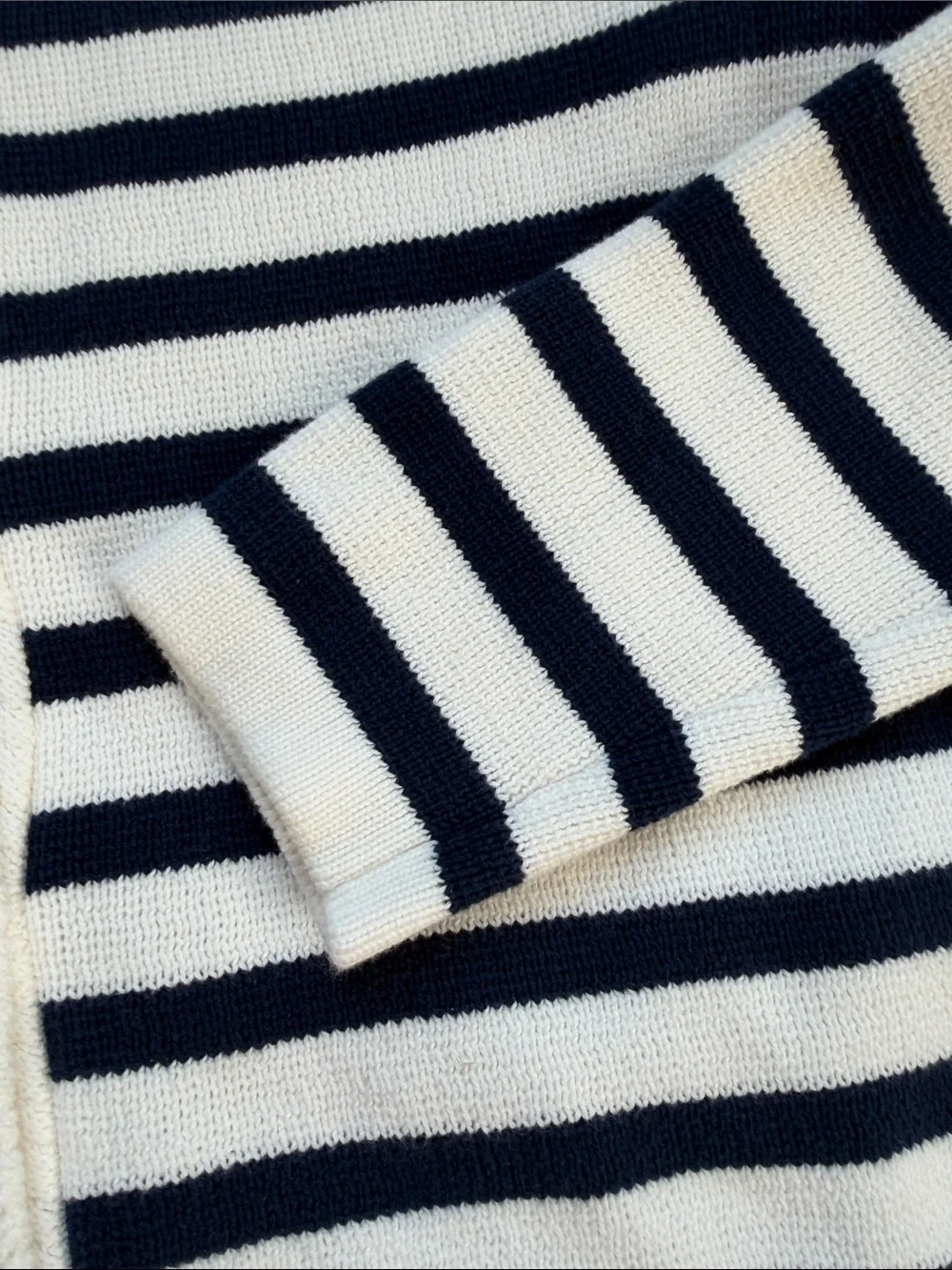 J. Crew Cream and Navy Striped Button Front Cardigan